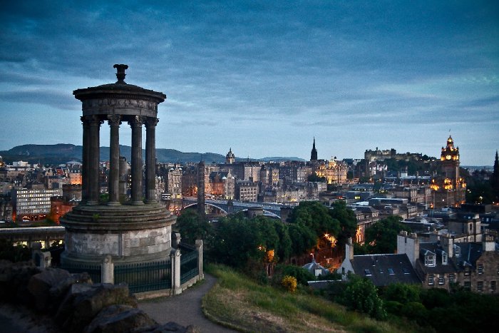 Carlton Hill and Edinburgh at sunset